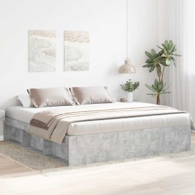 Estructura de cama gris hormigón 180x200 cm