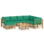 8-piece bamboo garden furniture set with green cushions by vidaXL, Garden sets - Ref: Foro24-3155159, Price: 621,03 €, Discou...