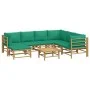 8-piece bamboo garden furniture set with green cushions by vidaXL, Garden sets - Ref: Foro24-3155159, Price: 621,03 €, Discou...