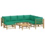 8-teiliges Gartenmöbel-Set aus Bambus mit grünen Kissen von vidaXL, Gartensets - Ref: Foro24-3155159, Preis: 629,28 €, Rabatt: %