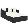 Sun lounger with black synthetic rattan cushions 182x118x63 cm by vidaXL, Outdoor beds - Ref: Foro24-362267, Price: 348,20 €,...