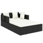 Tumbona con cojines ratán sintético negro 182x118x63 cm de vidaXL, Camas para exteriores - Ref: Foro24-362267, Precio: 300,27 €