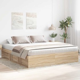 Estructura de cama roble Sonoma 200x200 cm