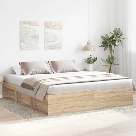 Estructura de cama roble Sonoma 200x200 cm