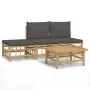 4-teiliges Gartenmöbel-Set aus Bambus mit dunkelgrauen Kissen von vidaXL, Gartensets - Ref: Foro24-3155235, Preis: 287,63 €, ...