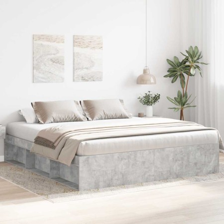Estructura de cama gris hormigón 200x200 cm