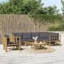 7-teiliges Gartenmöbel-Set aus Bambus mit dunkelgrauen Kissen von vidaXL, Gartensets - Ref: Foro24-3155237, Preis: 727,55 €, ...