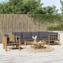 7-teiliges Gartenmöbel-Set aus Bambus mit dunkelgrauen Kissen von vidaXL, Gartensets - Ref: Foro24-3155237, Preis: 736,09 €, ...