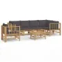 7-teiliges Gartenmöbel-Set aus Bambus mit dunkelgrauen Kissen von vidaXL, Gartensets - Ref: Foro24-3155237, Preis: 727,55 €, ...