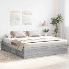 Estructura de cama Sonoma gris 200x200 cm en Camas y somieres | Comprar online en Foro24