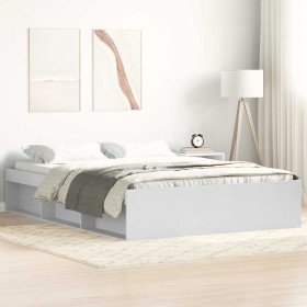 Estructura de cama doble pequeña sin colchón blanco 120x190 cm Estructura de cama doble pequeña sin colchón blanco 120x190 cm