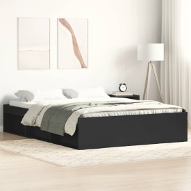 Estructura de cama doble pequeña sin colchón negro 120x190 cm