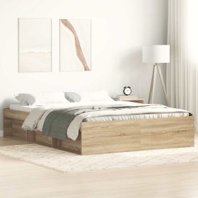 Estructura de cama roble Sonoma 120x190 cm
