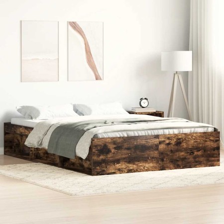 Estructura de cama roble ahumado 120x190 cm
