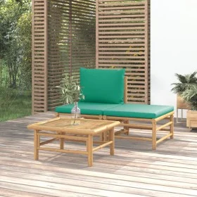 3-piece bamboo garden furniture set with green cushions by vidaXL, Modular outdoor sofas - Ref: Foro24-362290, Price: 157,55 ...