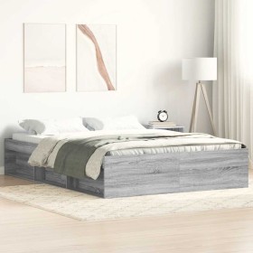 Estructura de cama gris Sonoma 140x190 cm