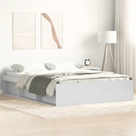 Estructura de cama doble sin colchón blanco 135x190 cm
