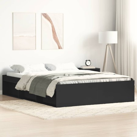 Estructura de cama doble sin colchón negro 135x190 cm