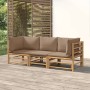 3-teiliges Gartenmöbel-Set Bambus und Kissen taupegrau von vidaXL, Gartensets - Ref: Foro24-3155119, Preis: 424,99 €, Rabatt: %