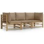 Set de muebles de jardín 3 piezas bambú y cojines gris taupe de vidaXL, Conjuntos de jardín - Ref: Foro24-3155119, Precio: 41...