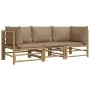 Set de muebles de jardín 3 piezas bambú y cojines gris taupe de vidaXL, Conjuntos de jardín - Ref: Foro24-3155119, Precio: 41...