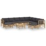 11-piece bamboo garden furniture set with dark gray cushions by vidaXL, Garden sets - Ref: Foro24-3155225, Price: 977,43 €, D...
