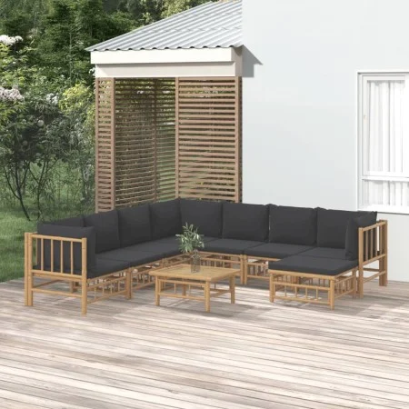 9-piece bamboo garden furniture set with dark gray cushions by vidaXL, Garden sets - Ref: Foro24-3155228, Price: 837,61 €, Di...
