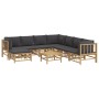9-teiliges Gartenmöbel-Set aus Bambus mit dunkelgrauen Kissen von vidaXL, Gartensets - Ref: Foro24-3155228, Preis: 848,46 €, ...