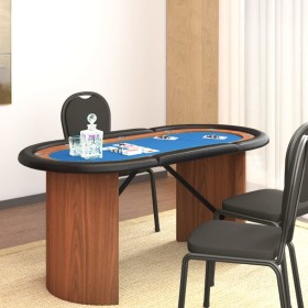 Mesa de póquer para 10 jugadores azul 160x80x75 cm