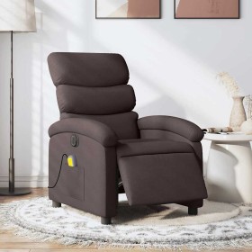 Sillón reclinable de masaje eléctrico tela marrón oscuro en Sillones | Comprar online en Foro24