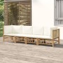 4-teiliges Gartenmöbel-Set aus Bambus und cremeweiße Kissen von vidaXL, Gartensets - Ref: Foro24-3155184, Preis: 510,34 €, Ra...