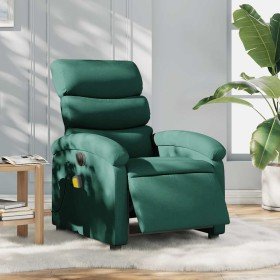 Sillón reclinable de masaje eléctrico tela verde oscuro Sillón reclinable de masaje eléctrico tela verde oscuro