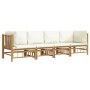 Set de muebles de jardín 4 piezas bambú y cojines blanco crema de vidaXL, Conjuntos de jardín - Ref: Foro24-3155184, Precio: ...