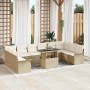 Conjunto de sofá de jardín con cojín 11 pcs Beige Poliratán