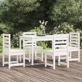 5-teiliges Garten-Esszimmerset aus massivem Kiefernholz weiß von vidaXL, Gartensets - Ref: Foro24-3154684, Preis: 405,39 €, R...
