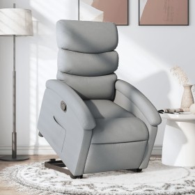 Sillón reclinable elevable de tela gris claro