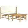 Gartenmöbel-Set 2-teilig aus Bambus und cremeweißen Kissen von vidaXL, Modulare Sofas für den Außenbereich - Ref: Foro24-3622...