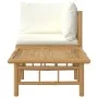 Garden furniture set 2 pieces bamboo and cream white cushions by vidaXL, Modular outdoor sofas - Ref: Foro24-362299, Price: 1...