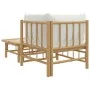 Garden furniture set 2 pieces bamboo and cream white cushions by vidaXL, Modular outdoor sofas - Ref: Foro24-362299, Price: 1...