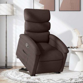 Sillón reclinable elevable tela marrón oscuro Sillón reclinable elevable tela marrón oscuro