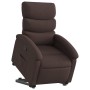 Sillón reclinable elevable tela marrón oscuro