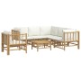 Gartenmöbel-Set 7-teilig aus Bambus und cremeweißen Kissen von vidaXL, Gartensets - Ref: Foro24-3155189, Preis: 890,17 €, Rab...