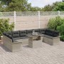 Conjunto de sofá de jardín 11 pcs Gris claro Poliratán