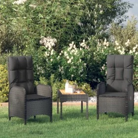 3-teiliges Gartenmöbel-Set und schwarze synthetische Rattankissen von vidaXL, Gartensets - Ref: Foro24-319908, Preis: 214,67 ...