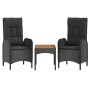 3-teiliges Gartenmöbel-Set und schwarze synthetische Rattankissen von vidaXL, Gartensets - Ref: Foro24-319908, Preis: 284,47 ...