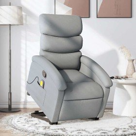 Sillón de masaje reclinable de pie de tela gris claro Sillón de masaje reclinable de pie de tela gris claro