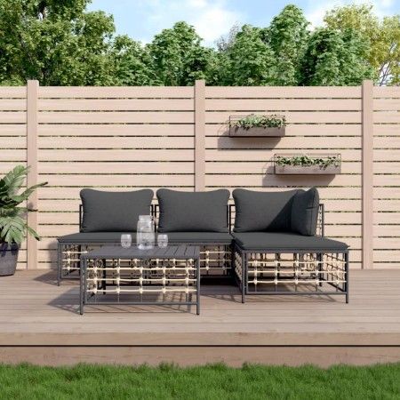 Gartenmöbel-Set 5-teilig, Kissen anthrazit, PE-Rattan von vidaXL, Outdoor-Sofas - Ref: Foro24-3186733, Preis: 367,37 €, Rabat...