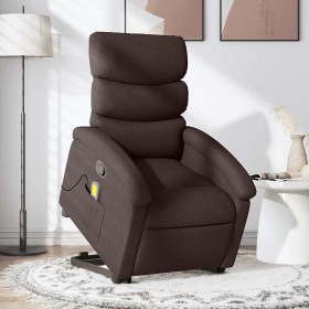 Silla de masaje reclinable de pie de tela marrón oscuro