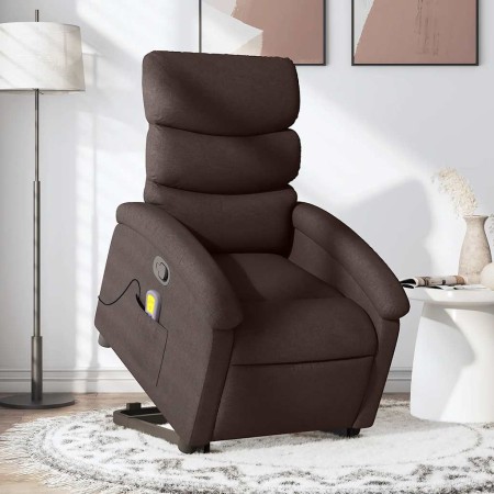 Silla de masaje reclinable de pie de tela marrón oscuro