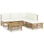 6-piece garden furniture set made of bamboo with cream white cushions by vidaXL, Garden sets - Ref: Foro24-3155199, Price: 57...